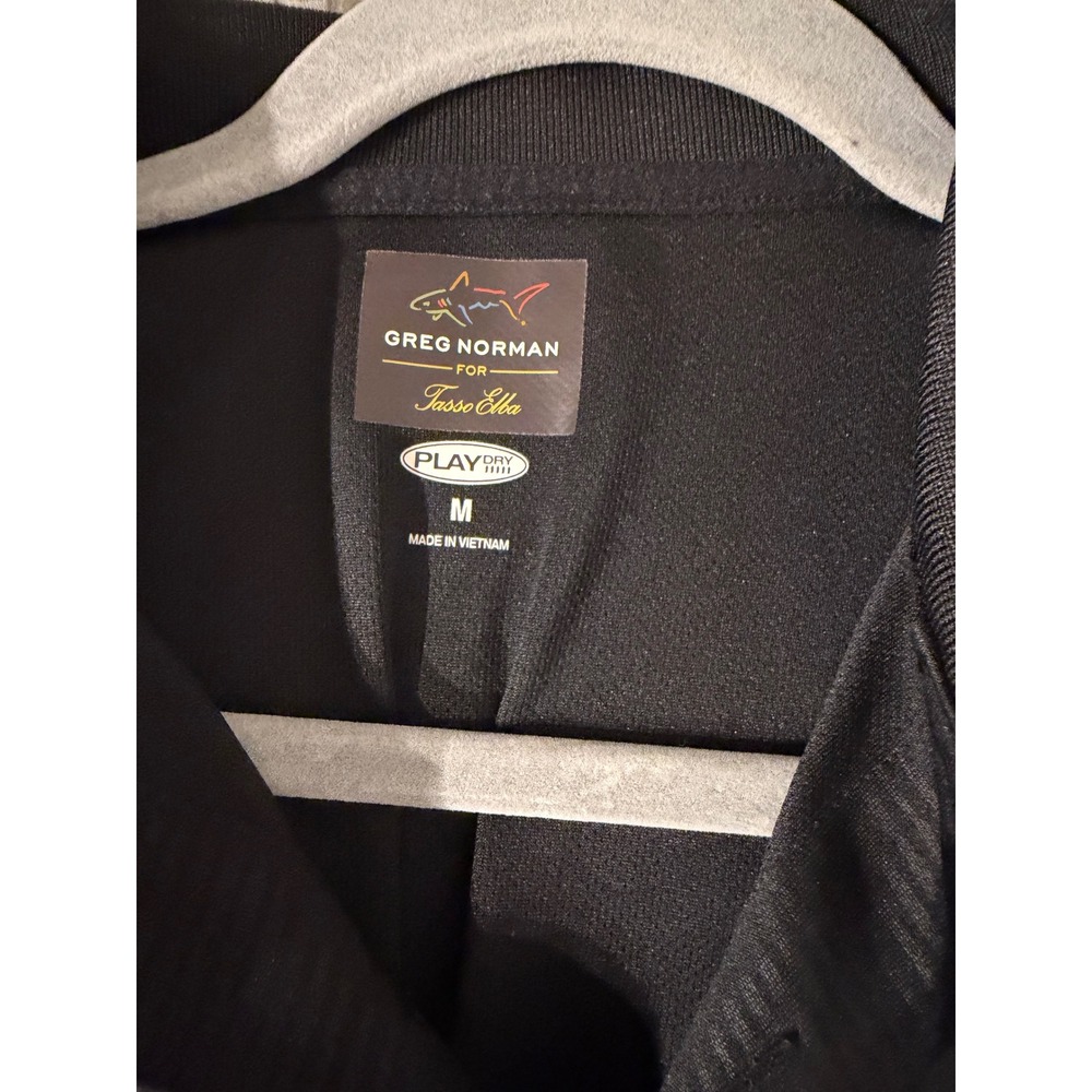 Greg Norman Tasso Elba Mens Black PlayDry Golf Polo Shirt Medium Textured Shark - Picture 4 of 6